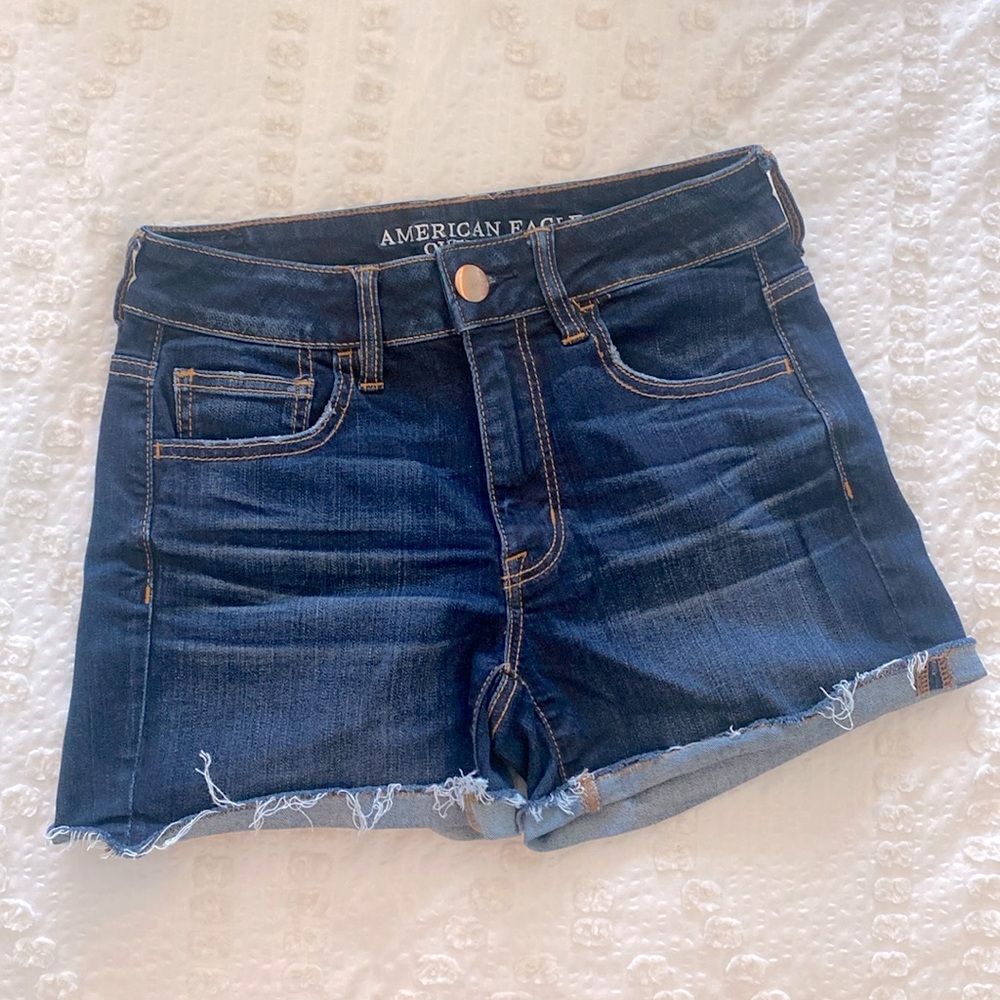 American Eagle High Rise Shortie Jean Shorts